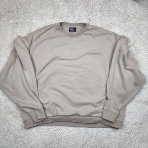 POPFLEX Half Warm Up Sweater Size 1X/3X  Beige Brown USA Oversized EUC Crewneck